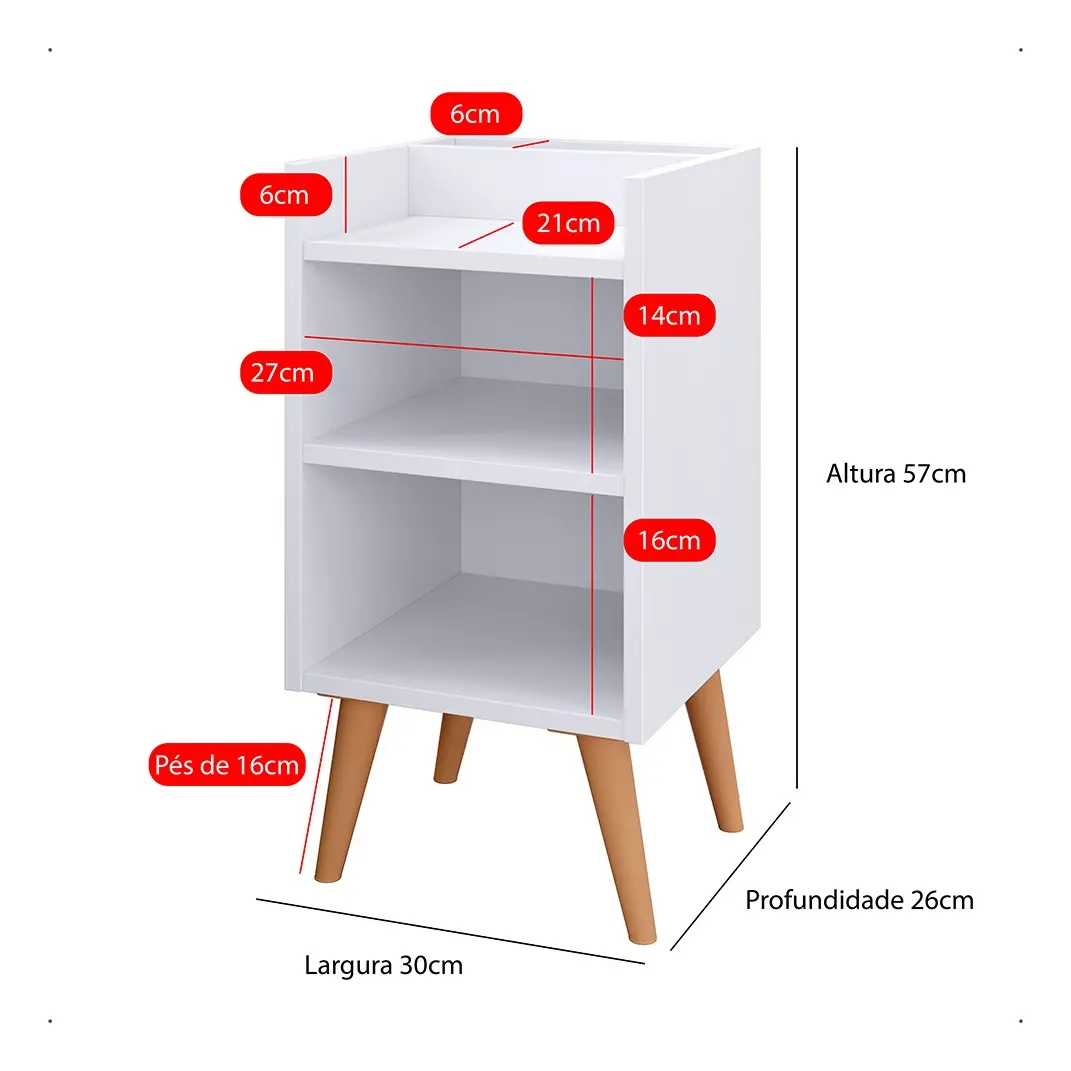 Criado Mudor Para Cama Box Compacto Com Prateleira-4