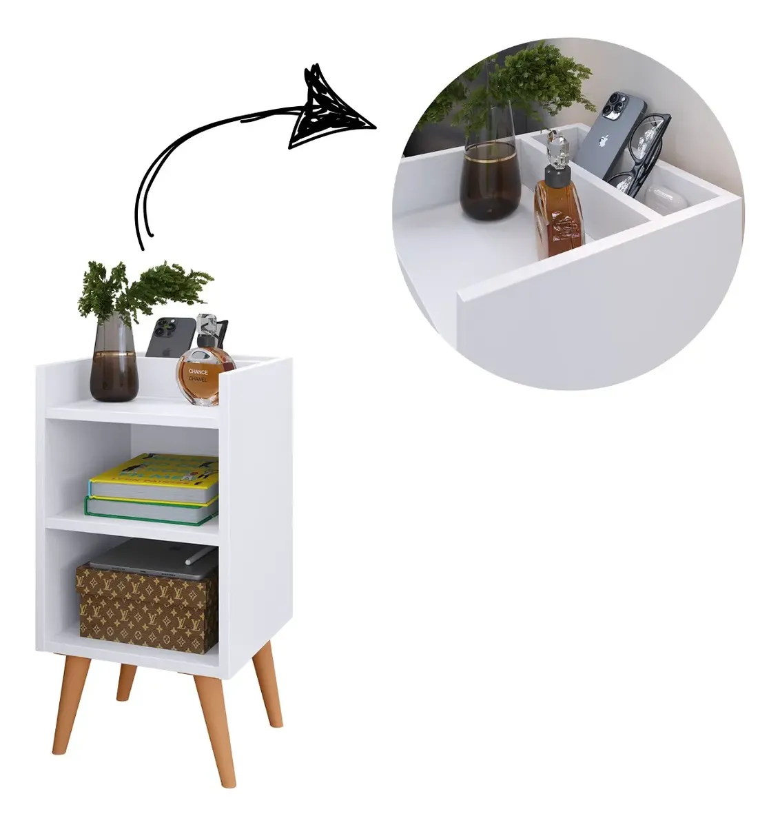 Criado Mudor Para Cama Box Compacto Com Prateleira-6