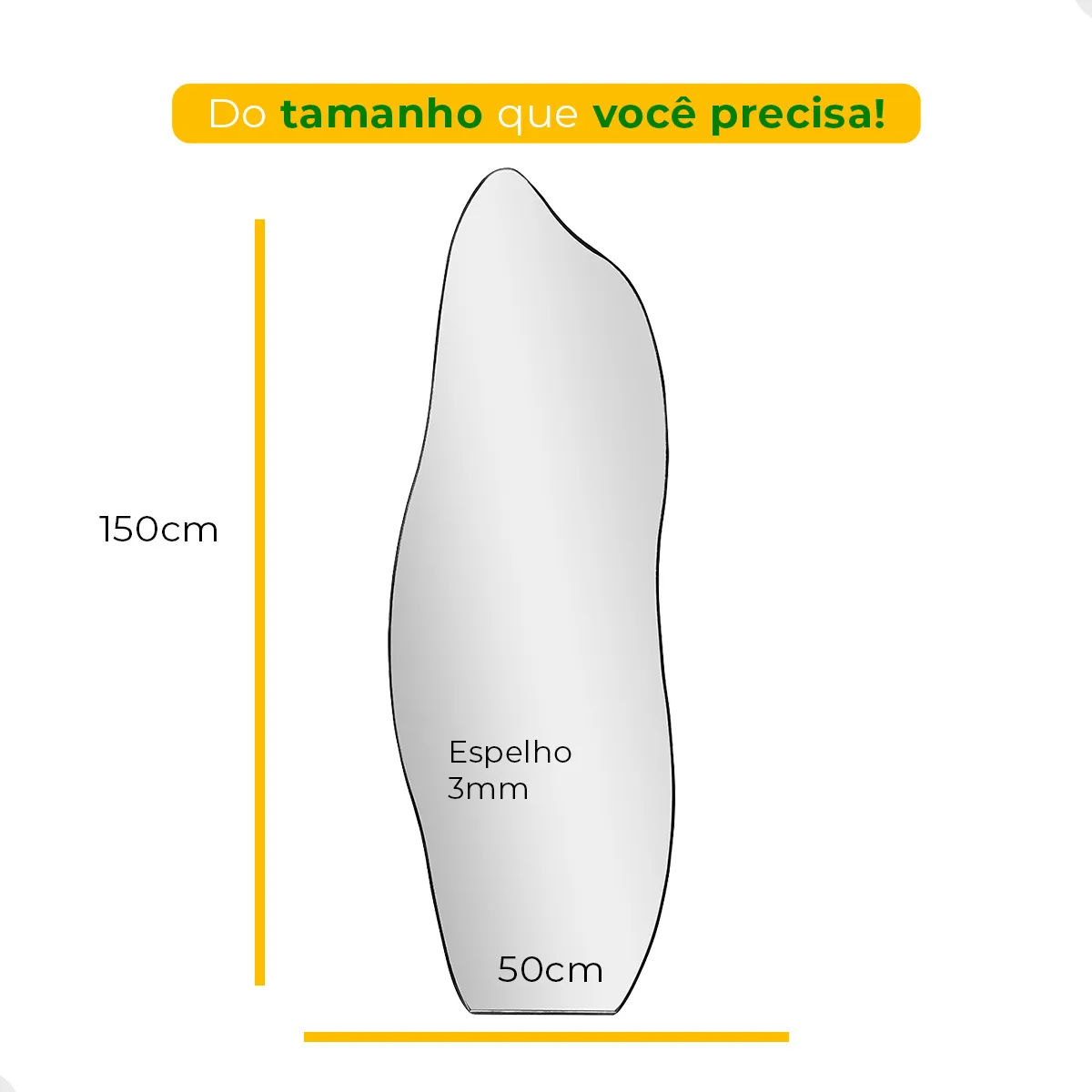 Espelho Orgânico Com Led 150x50 Cm Para Sala Quarto Banheiro Moldura Flame Led Quente-3
