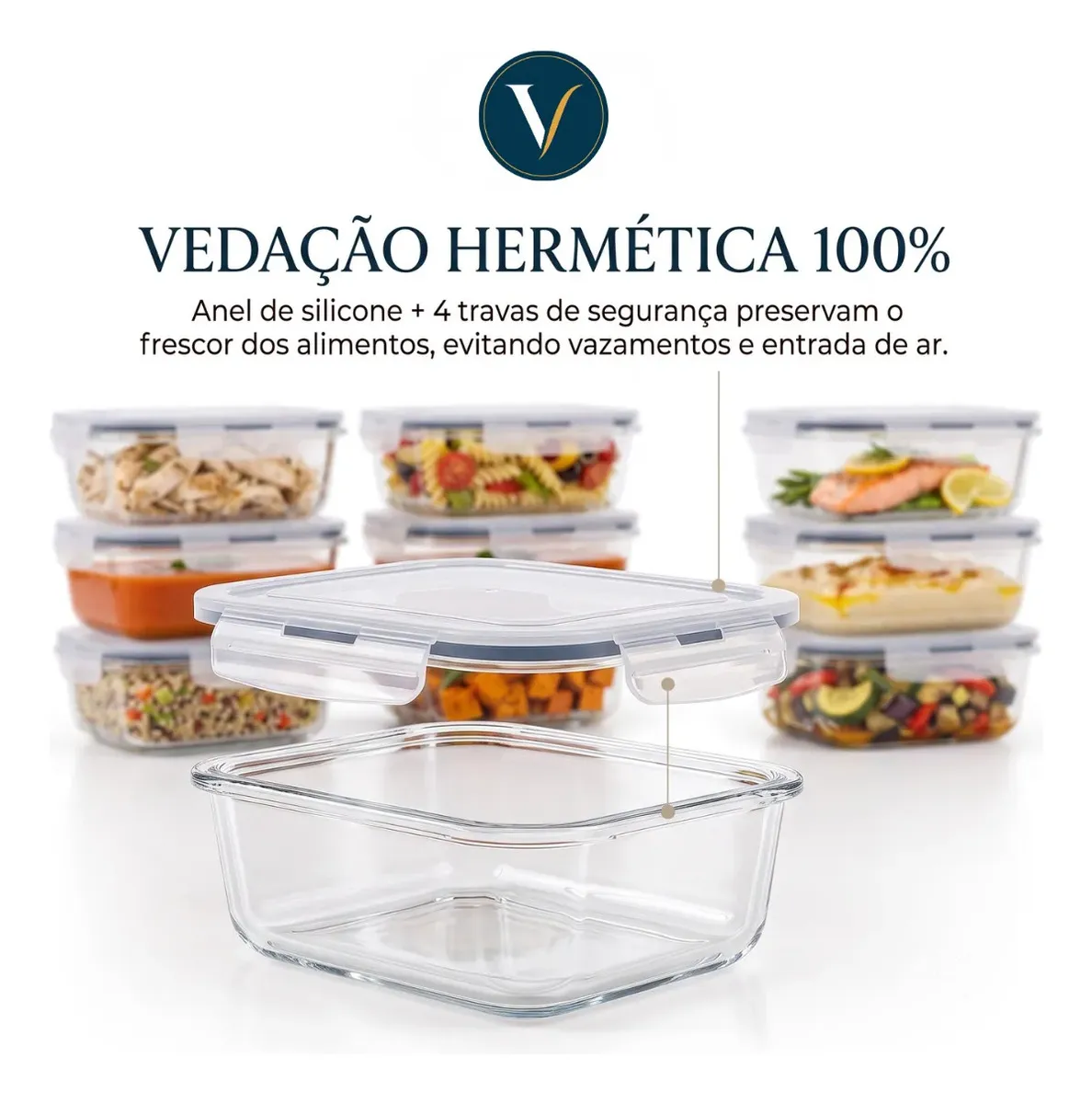 Kit 10 Pote De Vidro Marmita Hermético 640ml Freezer Fitness Vitrex-4