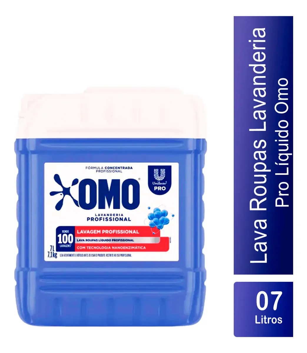 Lava Roupas Líquido Omo Lavanderia Profissional Lavagem 7 L-2