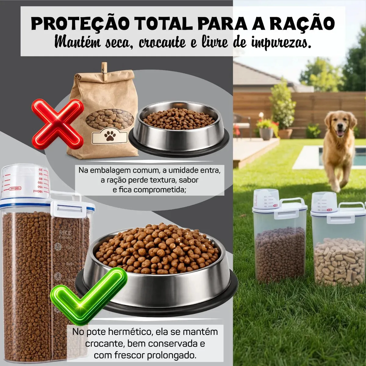 Porta Ração Pote Com Tampa Pet Gato Cachorro Dispenser-6