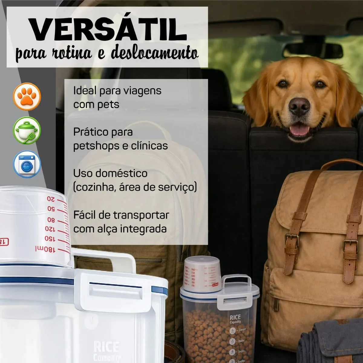 Porta Ração Pote Com Tampa Pet Gato Cachorro Dispenser-7