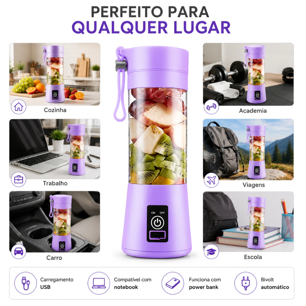 Mini Liquidificador Portátil Shake para academia