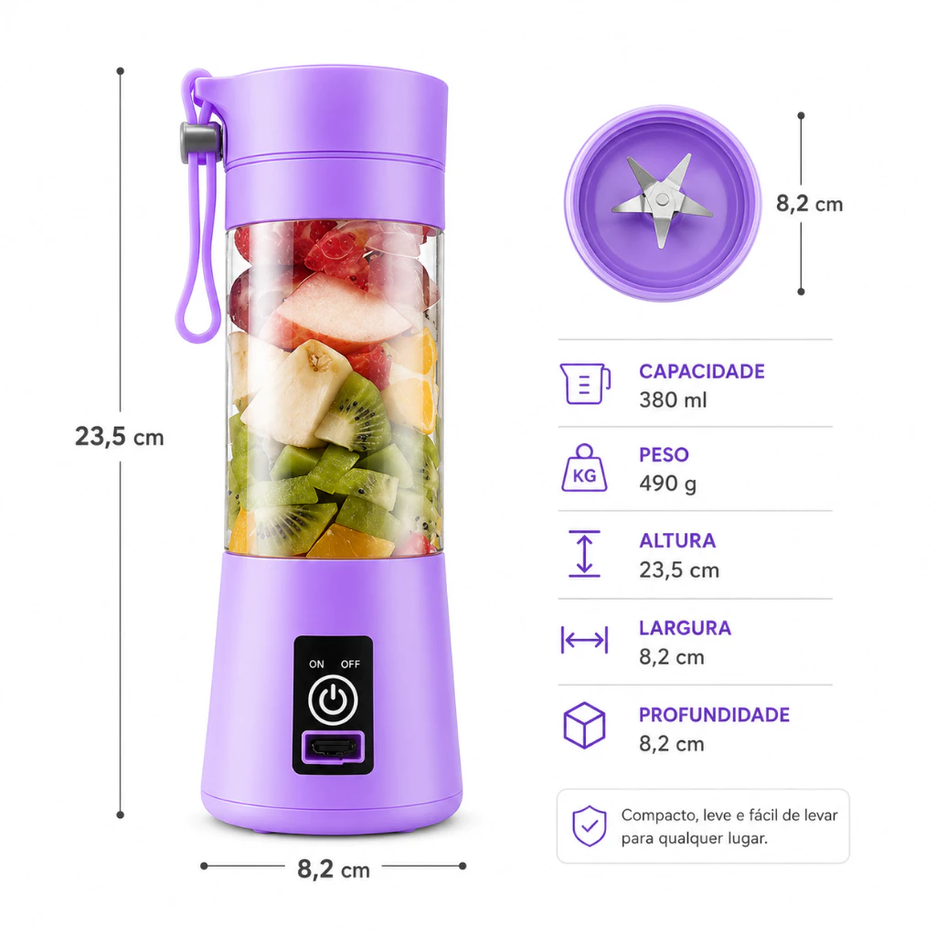 6 lâminas do Mini Liquidificador Portátil Shake