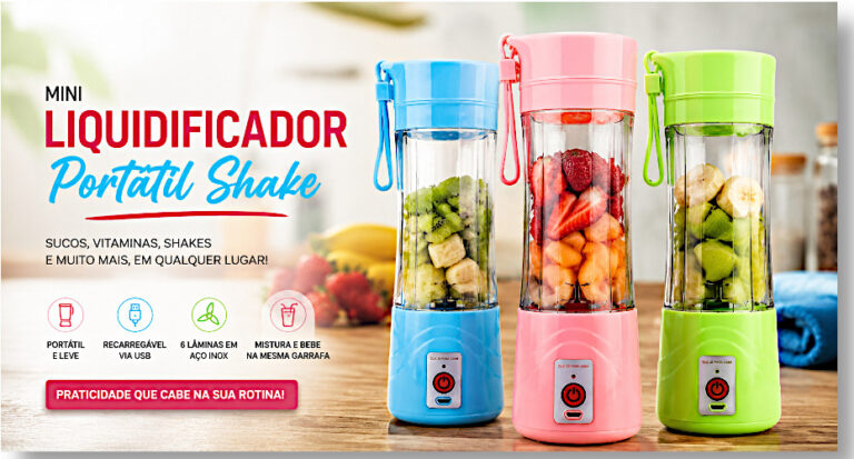 Mini Liquidificador Portátil Shake 6 lâminas