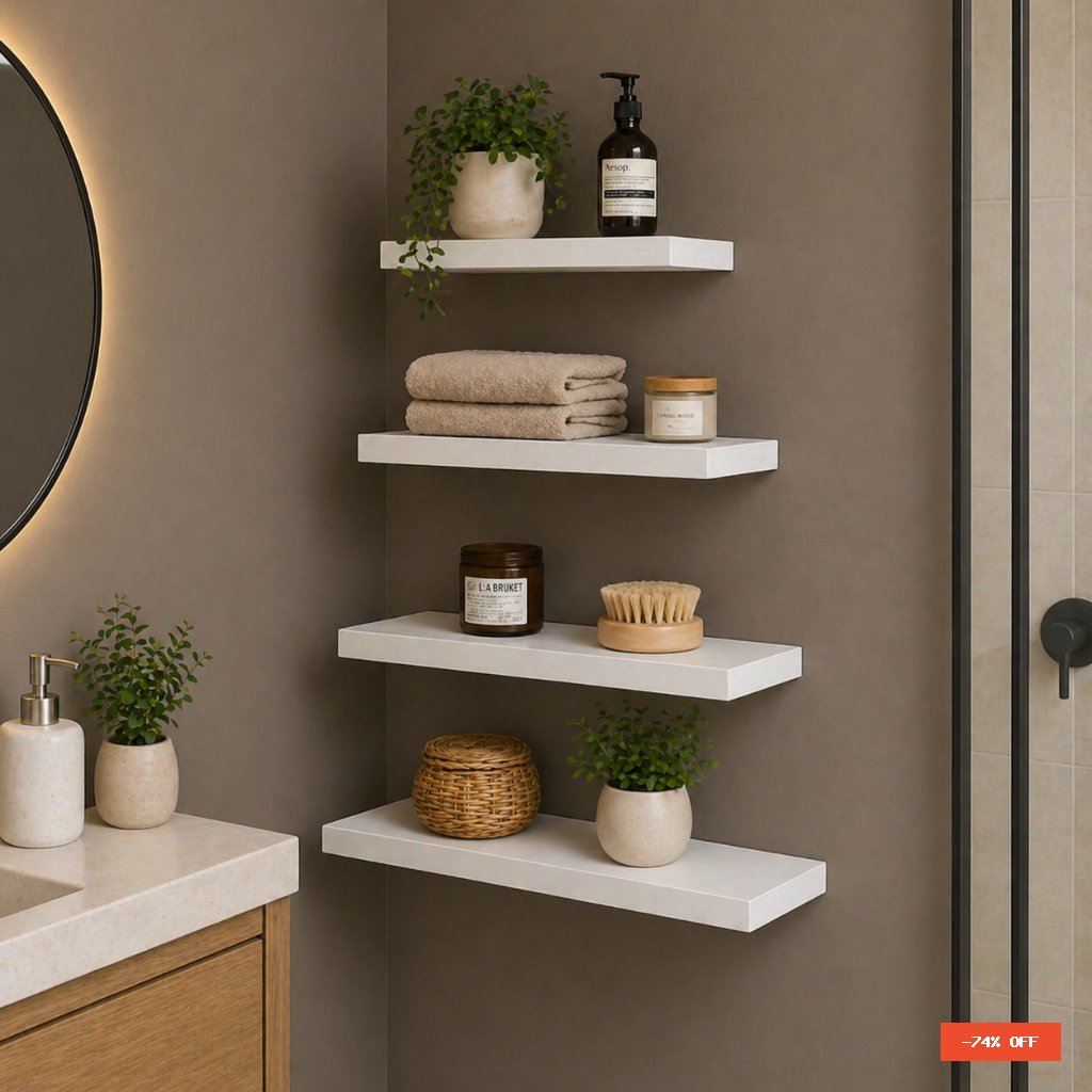 Kit 4 Prateleiras Brancas Multiuso - Ideal Para Quarto, Banheiro, Sala, Escritório Casa Bella
