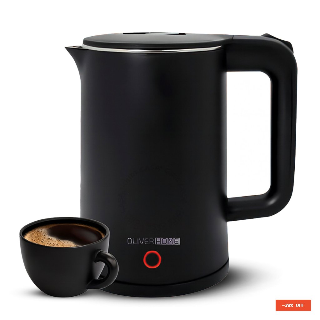 Chaleira Elétrica Térmica Moderno 1.5 L preta e branca 110V/220v OliverHome