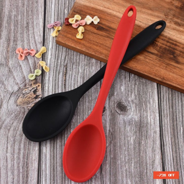 KIT 2 Utensílios de cozinha de colher de silicone macio promoção vermelha
