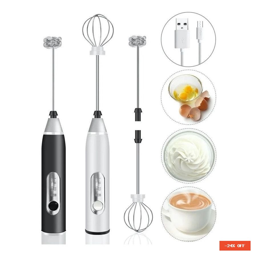 Batedor Misturador Mixer Elétrico para Bebidas Leite Café Clara de Ovo 2 em 1