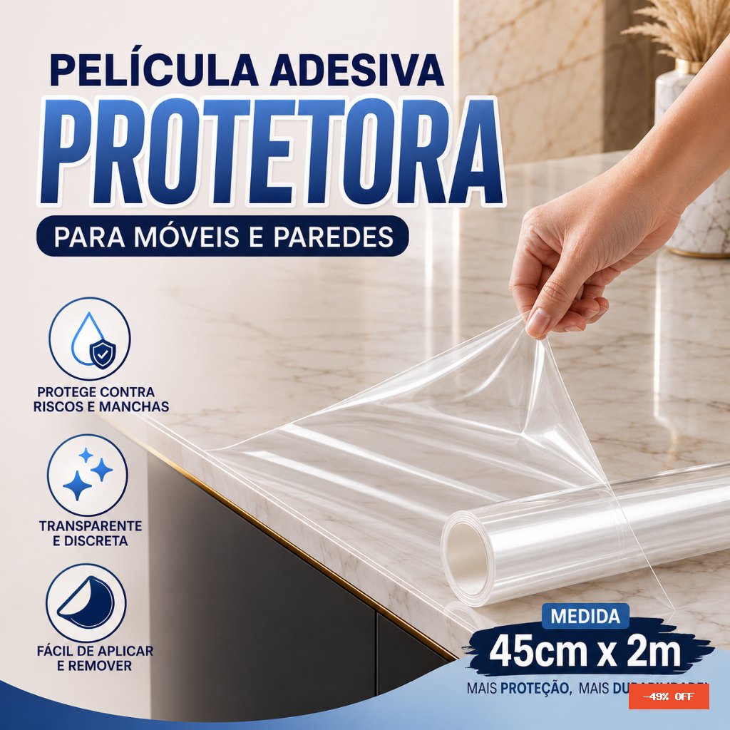 Adesivo Vinílico Transparente Proteçao Pra Moveis 2m ou 4m Autoadesivo Lavável Envelopamento Armário