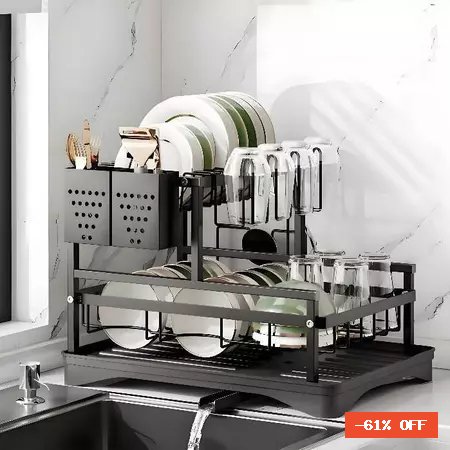 Escorredor de Louças Rack Aço Carbono Organizador Preto