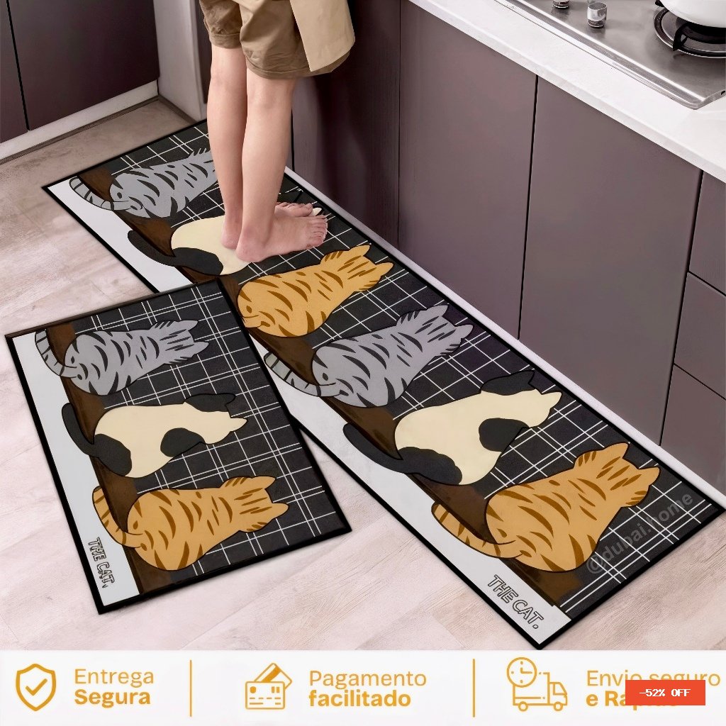 Kit Tapete Jogo Passadeira Cozinha Belga Antiderrapante 2 Peças Em Promoção