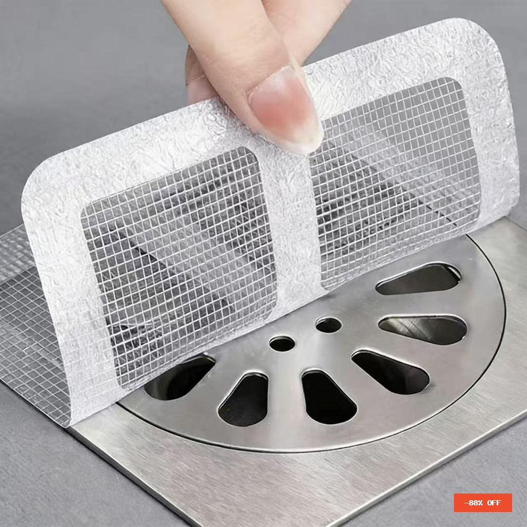 Adesivo Protetor de Ralo Descartável com Tela Filtro Anti Entupimento Anti Insetos Banheiro Cozinha Multiuso